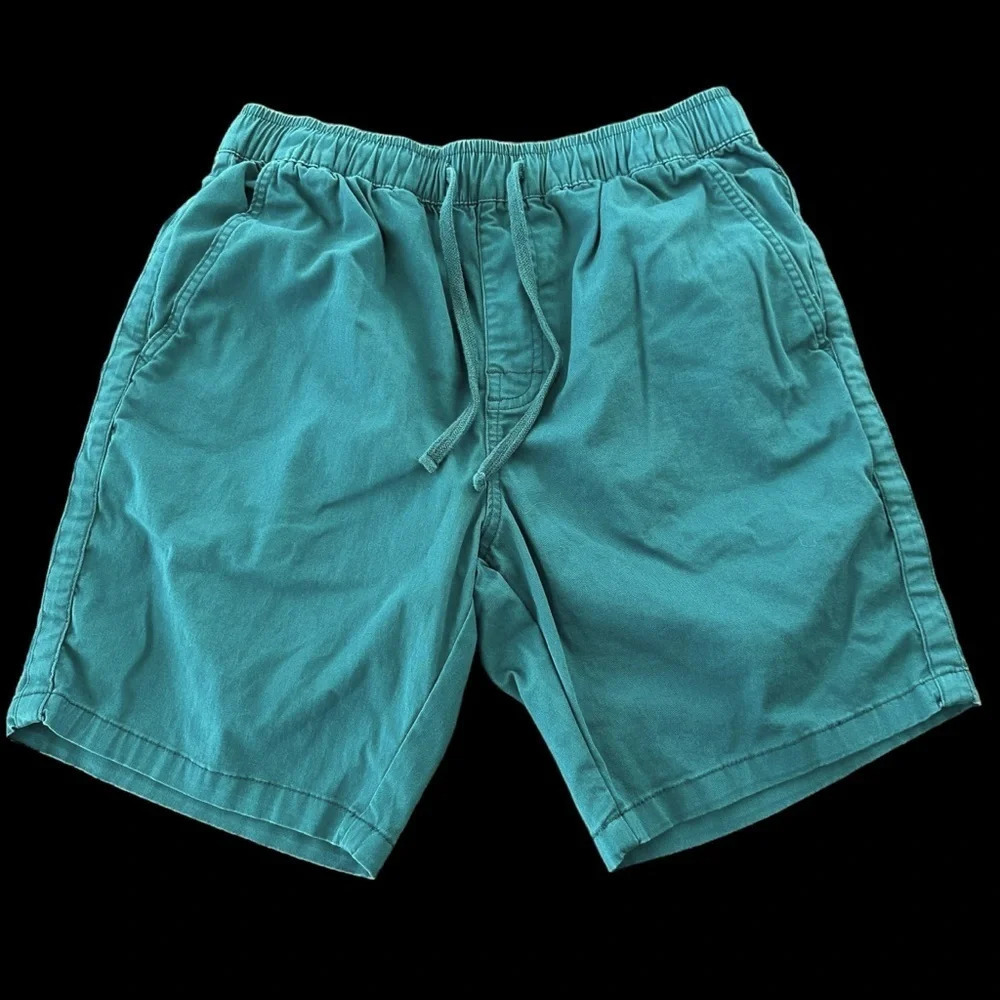 Katin Mens Small Dark Green Cotton‎ Pull On Shorts Surfing Casual Summer 8”